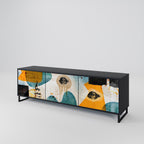 ABSTRACT FACES TV-Lowboard mit 3 Türen in Schwarz