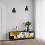 ABSTRACT FACES TV-Lowboard mit 3 Türen in Schwarz