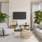 ABSTRACT FACES TV-Lowboard mit 3 Türen in Schwarz