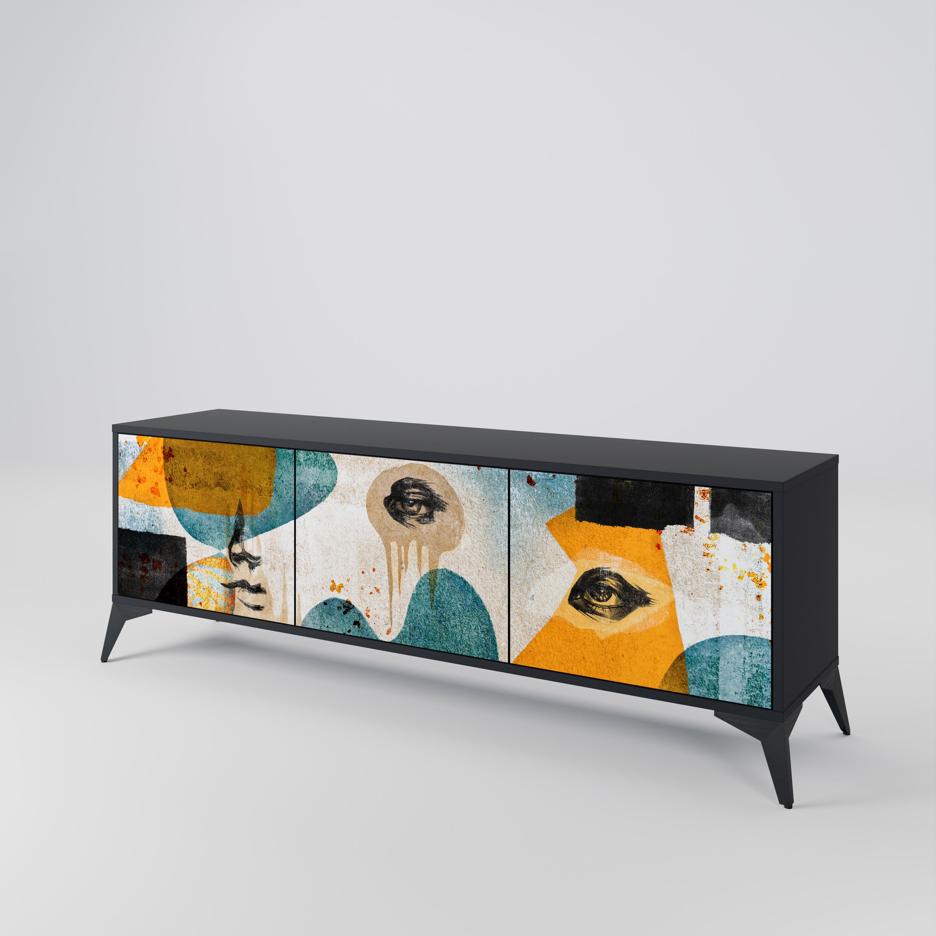 ABSTRACT FACES 3-Door TV Cabinet