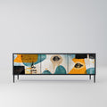 ABSTRACT FACES TV-Lowboard mit 3 Türen in Schwarz