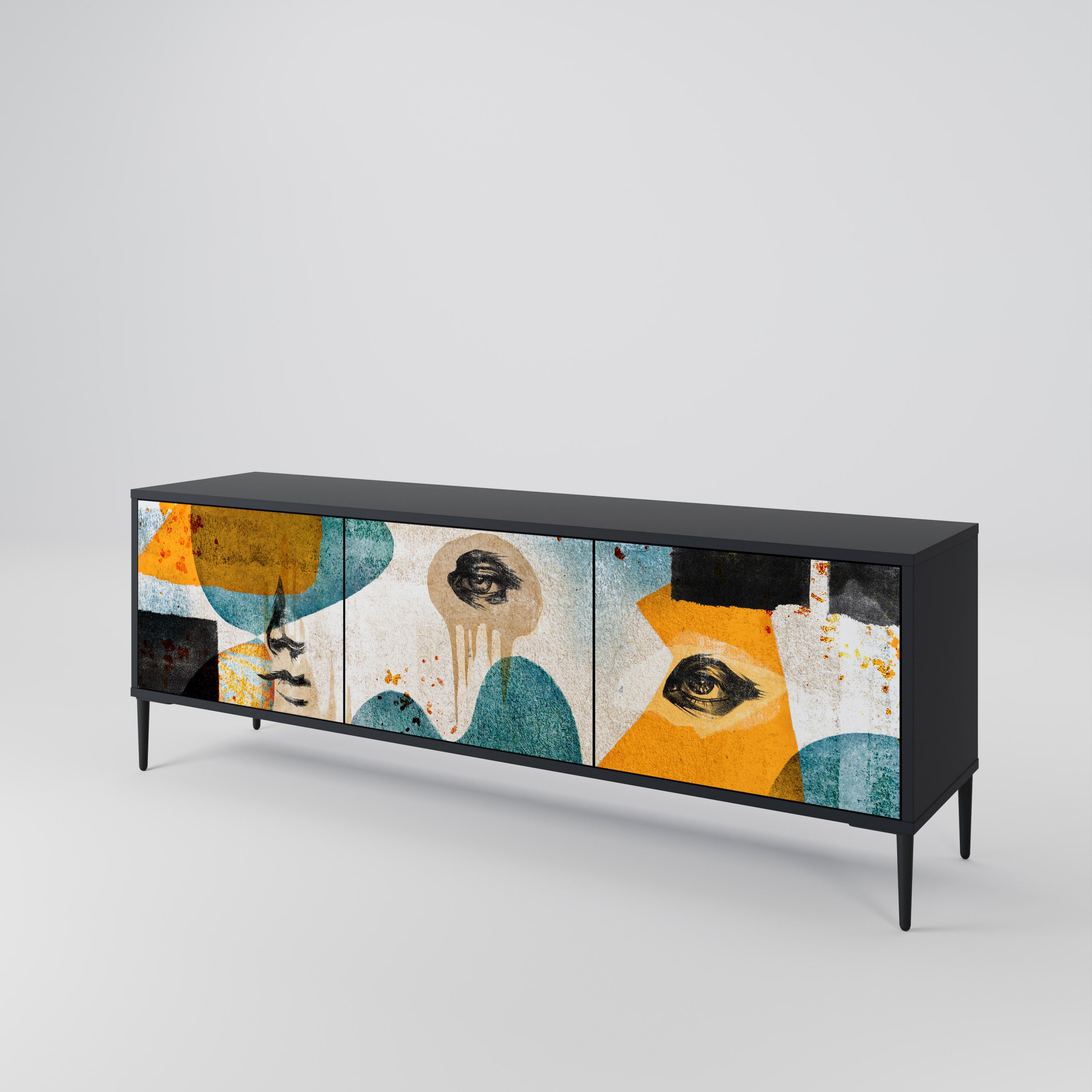 ABSTRACT FACES 3-Door TV Cabinet