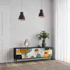 ABSTRACT FACES TV-Lowboard mit 3 Türen in Schwarz