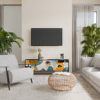 ABSTRACT FACES TV-Lowboard mit 3 Türen in Schwarz