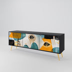 ABSTRACT FACES TV-Lowboard mit 3 Türen in Schwarz