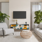 ABSTRACT FACES TV-Lowboard mit 3 Türen in Schwarz