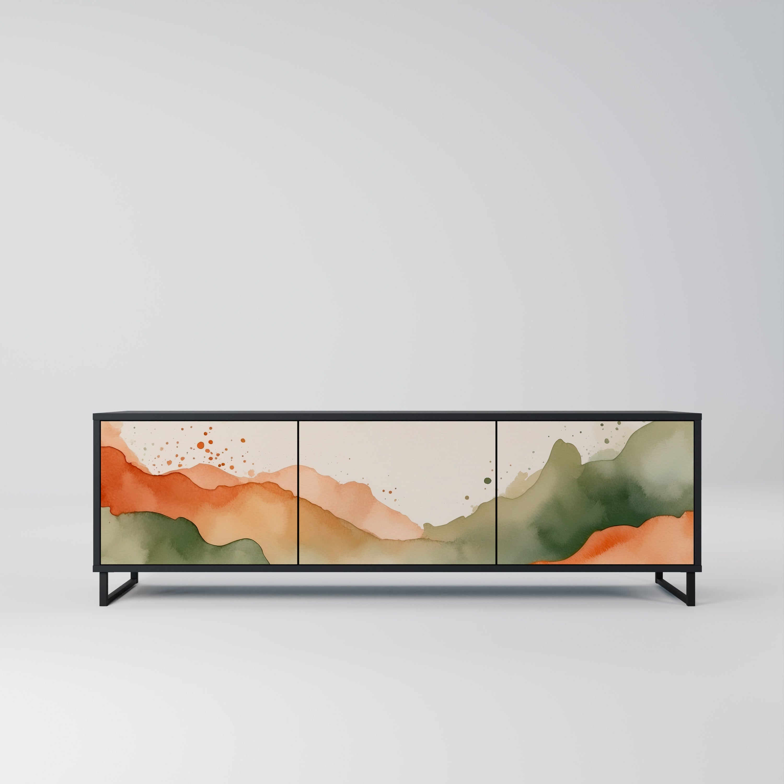 WATERCOLOUR PEAKS TV-Lowboard mit 3 Türen in Schwarz