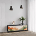 WATERCOLOUR PEAKS TV-Lowboard mit 3 Türen in Schwarz