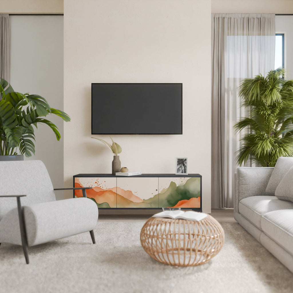 WATERCOLOUR PEAKS TV-Lowboard mit 3 Türen in Schwarz