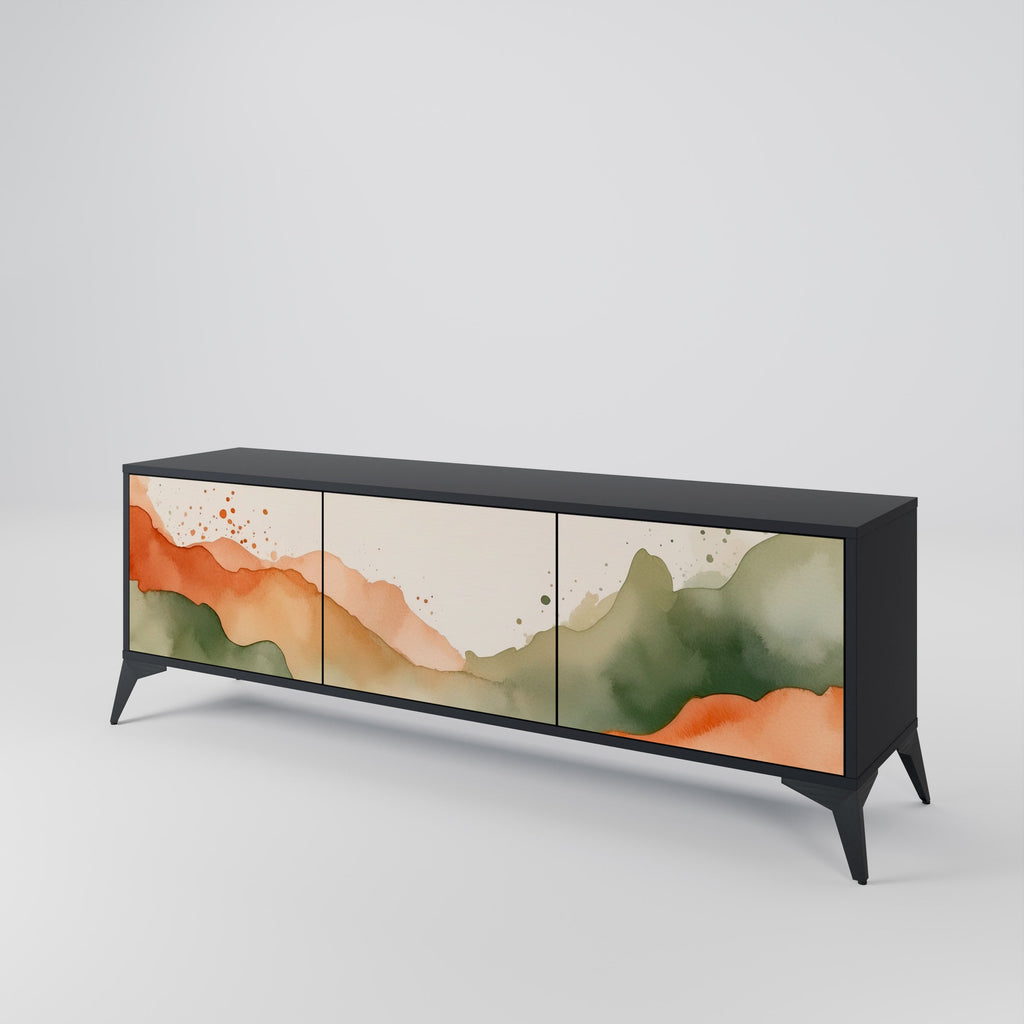 WATERCOLOUR PEAKS TV-Lowboard mit 3 Türen in Schwarz