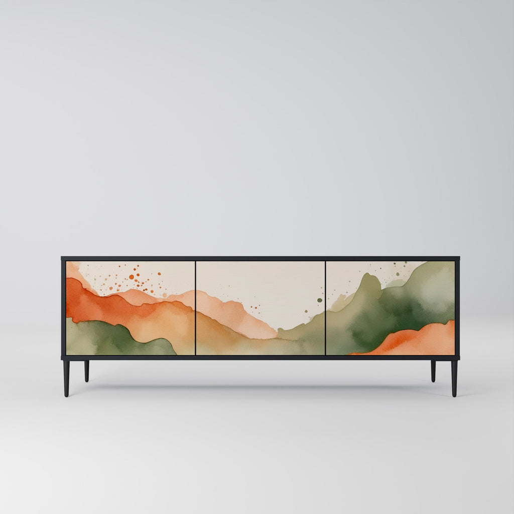 WATERCOLOUR PEAKS TV-Lowboard mit 3 Türen in Schwarz