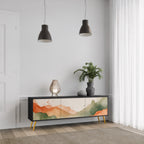WATERCOLOUR PEAKS TV-Lowboard mit 3 Türen in Schwarz