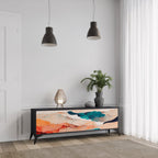 ABSTRACT LANDSCAPE TV-Lowboard mit 3 Türen in Schwarz