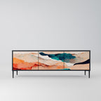 ABSTRACT LANDSCAPE TV-Lowboard mit 3 Türen in Schwarz