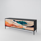 ABSTRACT LANDSCAPE TV-Lowboard mit 3 Türen in Schwarz