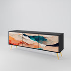 ABSTRACT LANDSCAPE TV-Lowboard mit 3 Türen in Schwarz