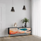 ABSTRACT LANDSCAPE TV-Lowboard mit 3 Türen in Schwarz