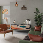 ABSTRACT LANDSCAPE TV-Lowboard mit 3 Türen in Schwarz