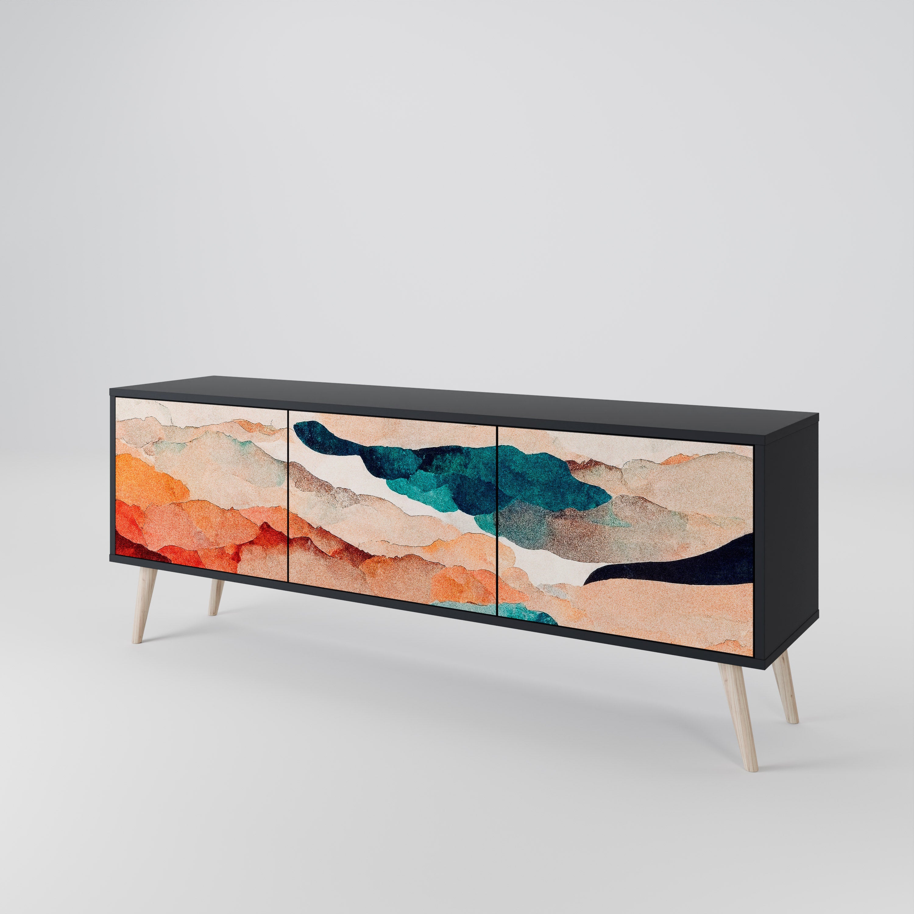 ABSTRACT LANDSCAPE 3-Door TV Cabinet