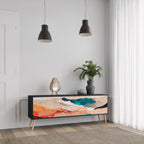 ABSTRACT LANDSCAPE TV-Lowboard mit 3 Türen in Schwarz