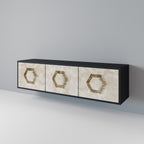 HEXAGONAL SHAPES TV-Lowboard mit 3 Türen in Schwarz