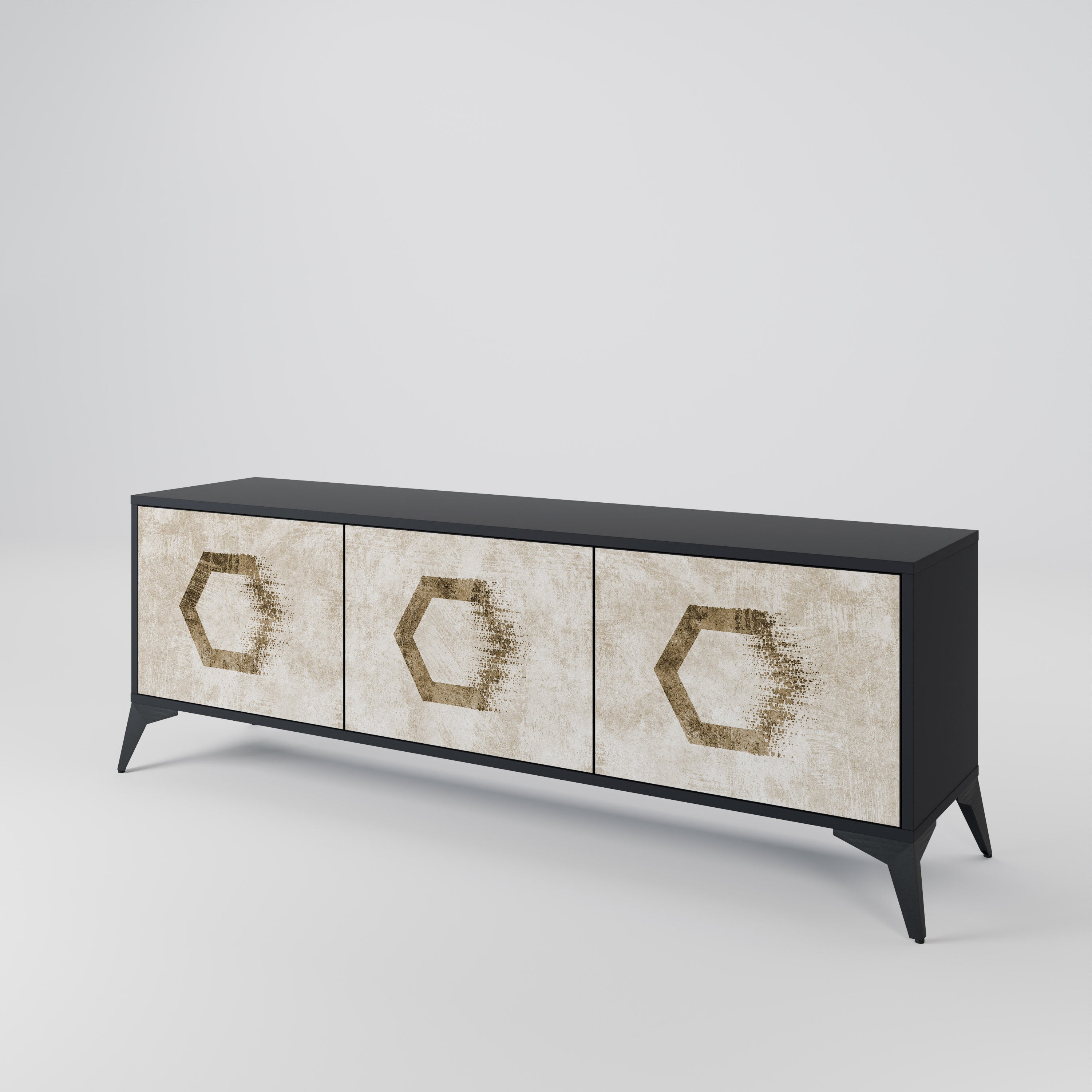 HEXAGONAL SHAPES 3-Door TV Cabinet