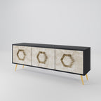 HEXAGONAL SHAPES TV-Lowboard mit 3 Türen in Schwarz