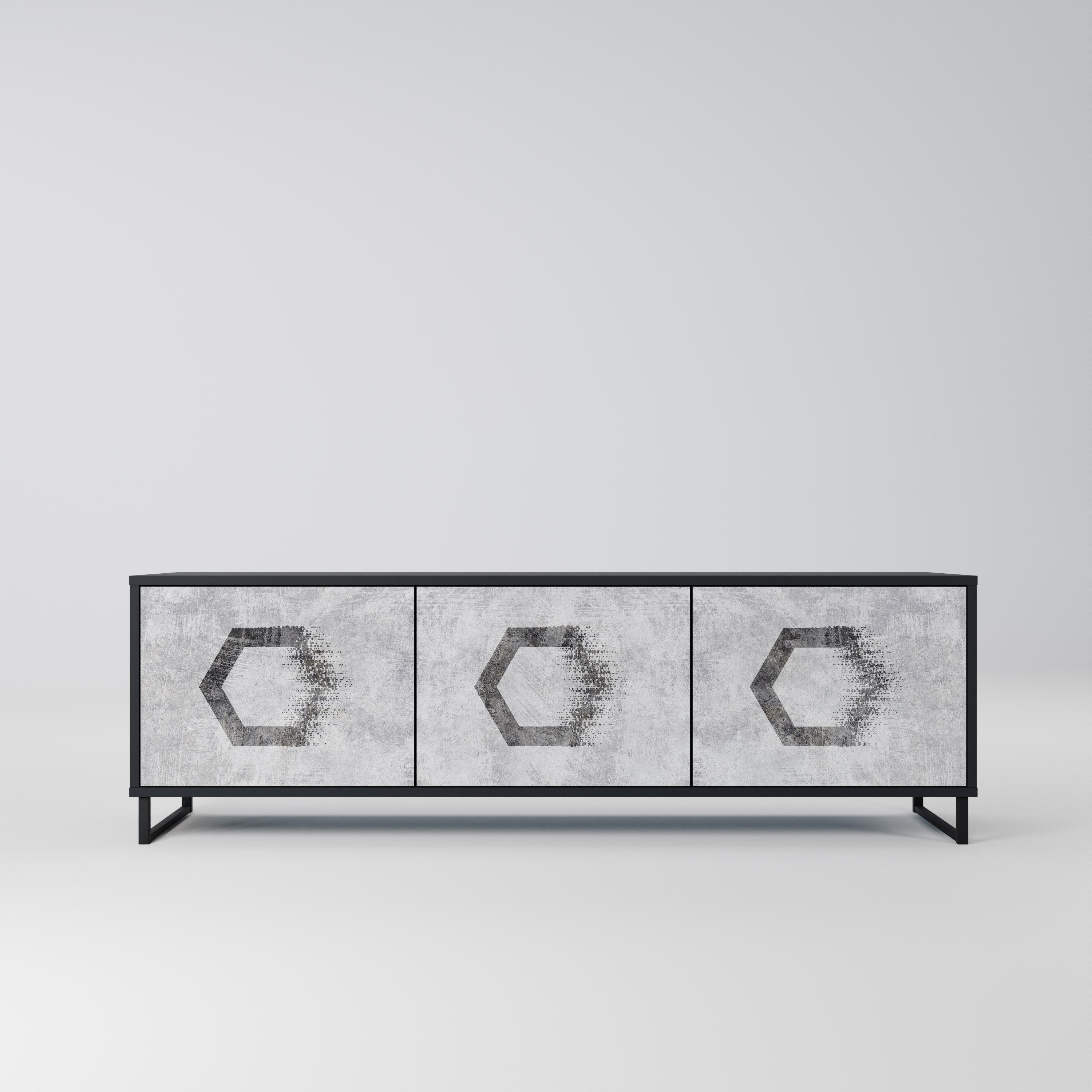 HEXAGONAL FIGURES TV-Lowboard mit 3 Türen in Schwarz