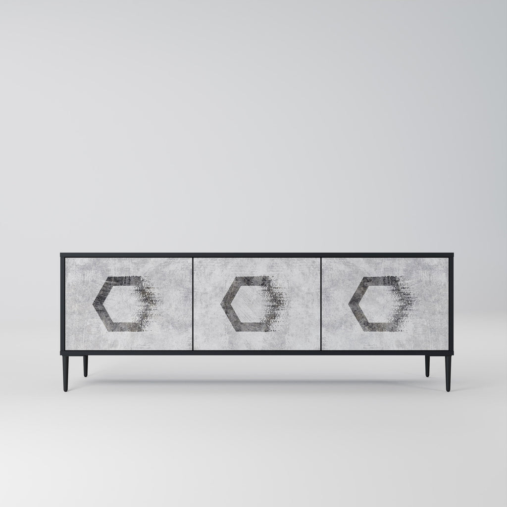 HEXAGONAL FIGURES TV-Lowboard mit 3 Türen in Schwarz