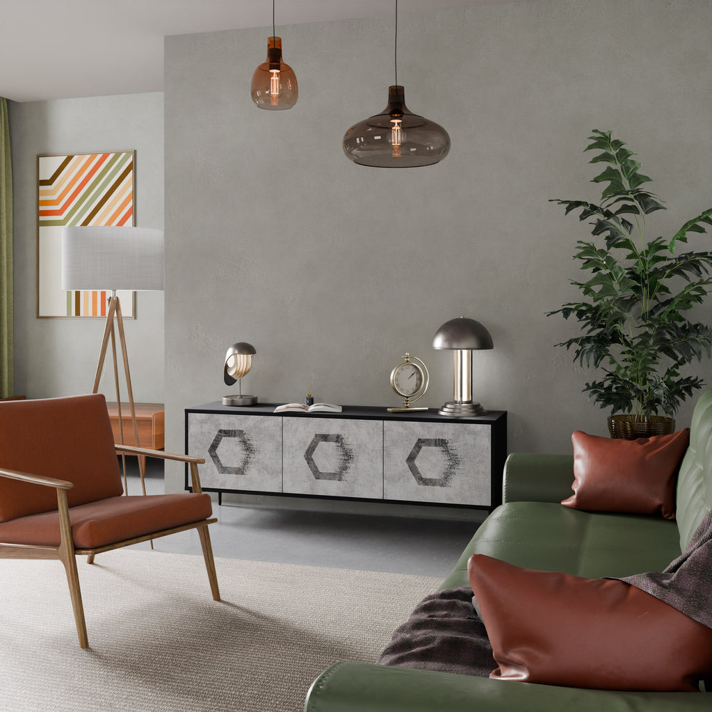 HEXAGONAL FIGURES TV-Lowboard mit 3 Türen in Schwarz