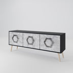 HEXAGONAL FIGURES TV-Lowboard mit 3 Türen in Schwarz