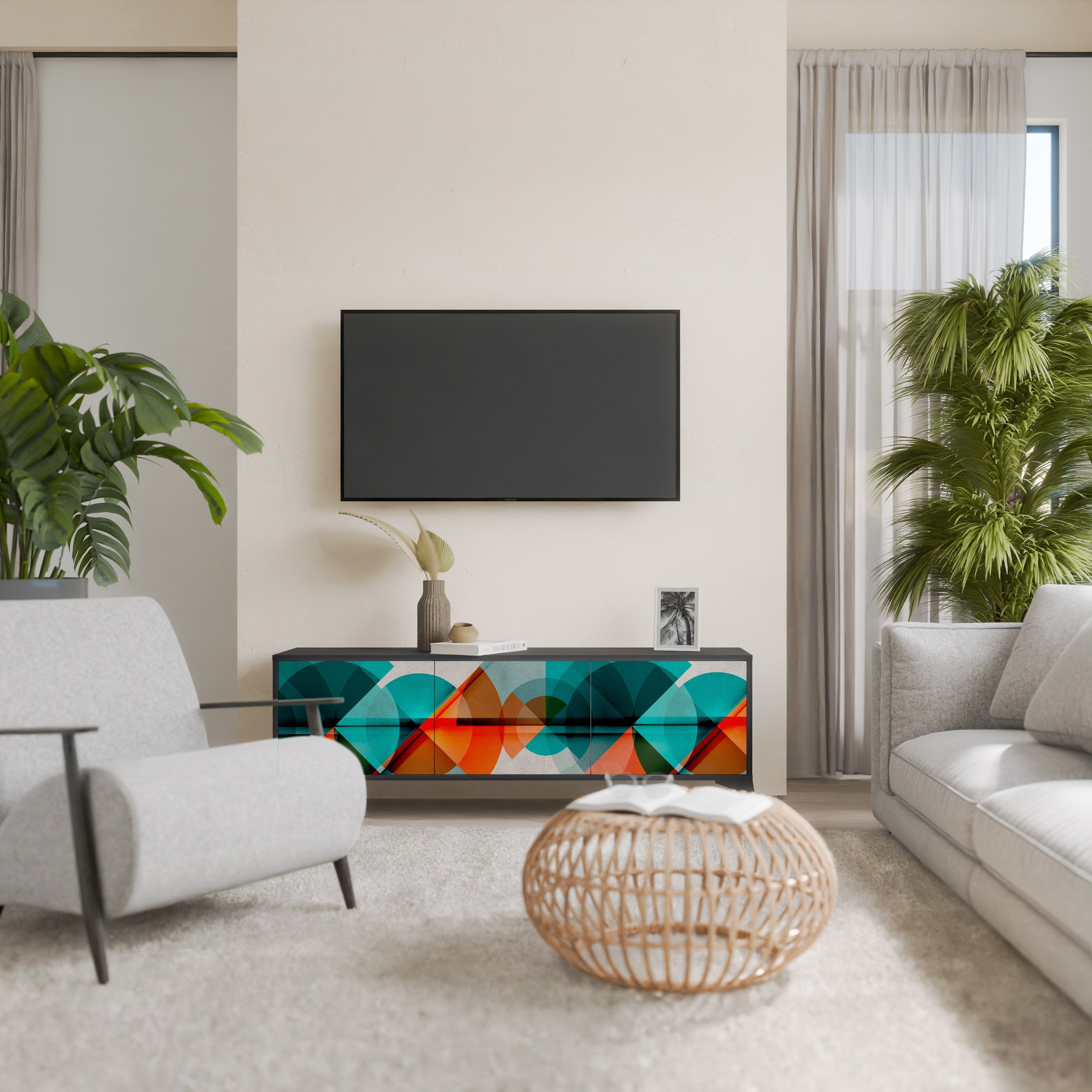 CIRCULAR RHAPSODY TV-Lowboard mit 3 Türen in Schwarz