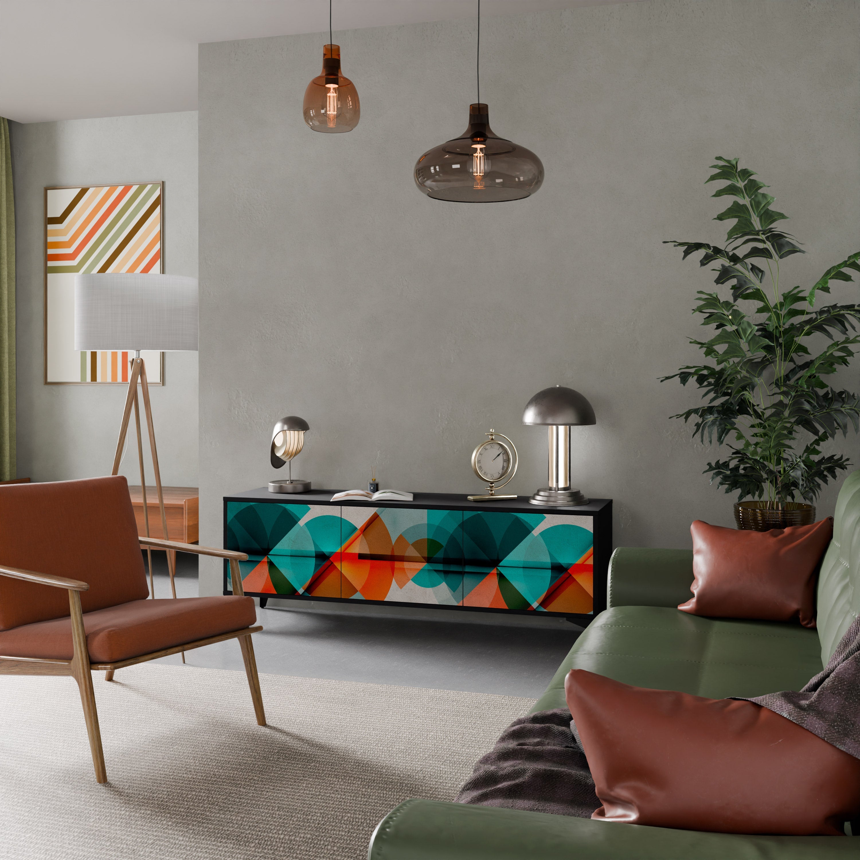 CIRCULAR RHAPSODY TV-Lowboard mit 3 Türen in Schwarz