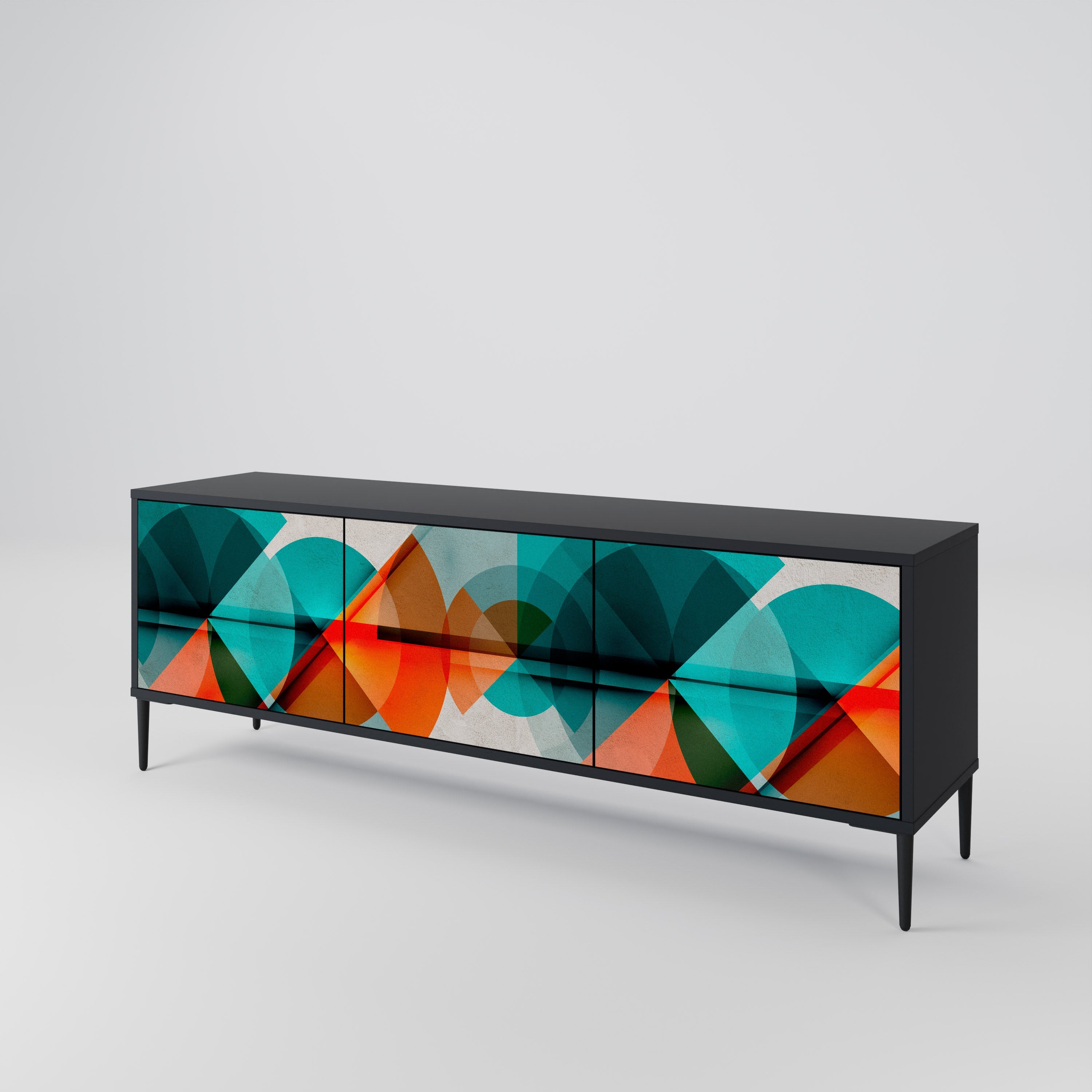 CIRCULAR RHAPSODY TV-Lowboard mit 3 Türen in Schwarz