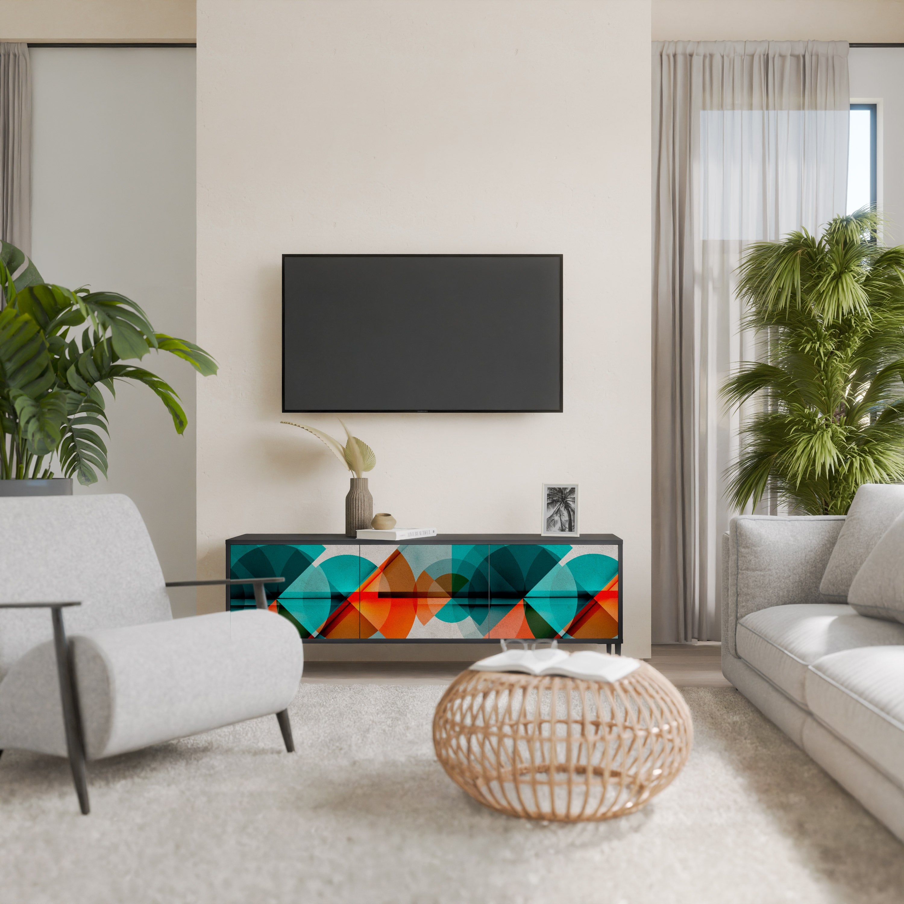 CIRCULAR RHAPSODY TV-Lowboard mit 3 Türen in Schwarz