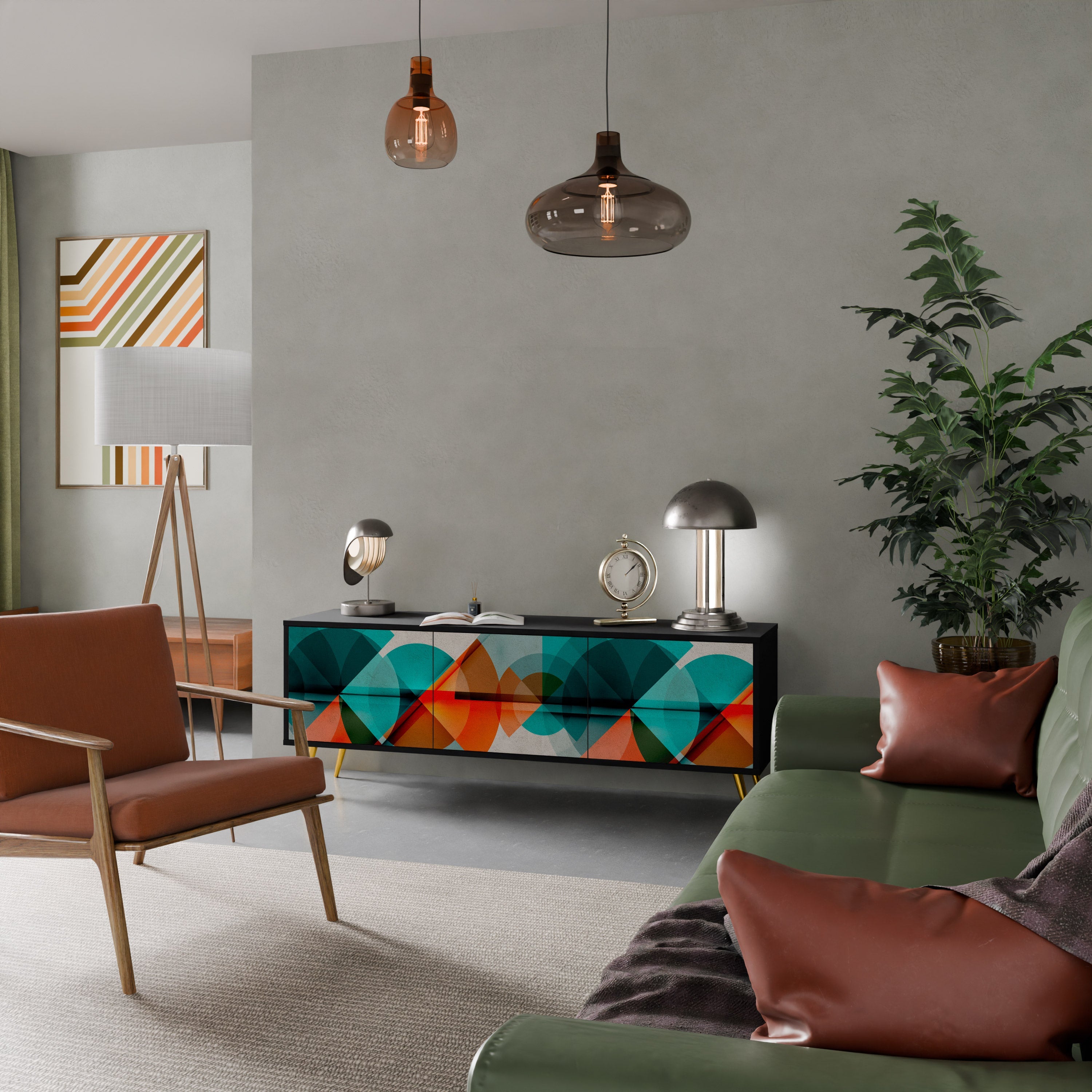 CIRCULAR RHAPSODY TV-Lowboard mit 3 Türen in Schwarz