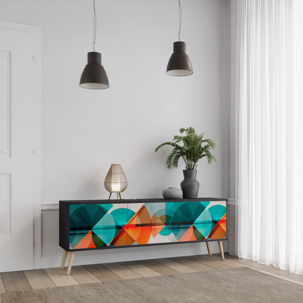 CIRCULAR RHAPSODY TV-Lowboard mit 3 Türen in Schwarz