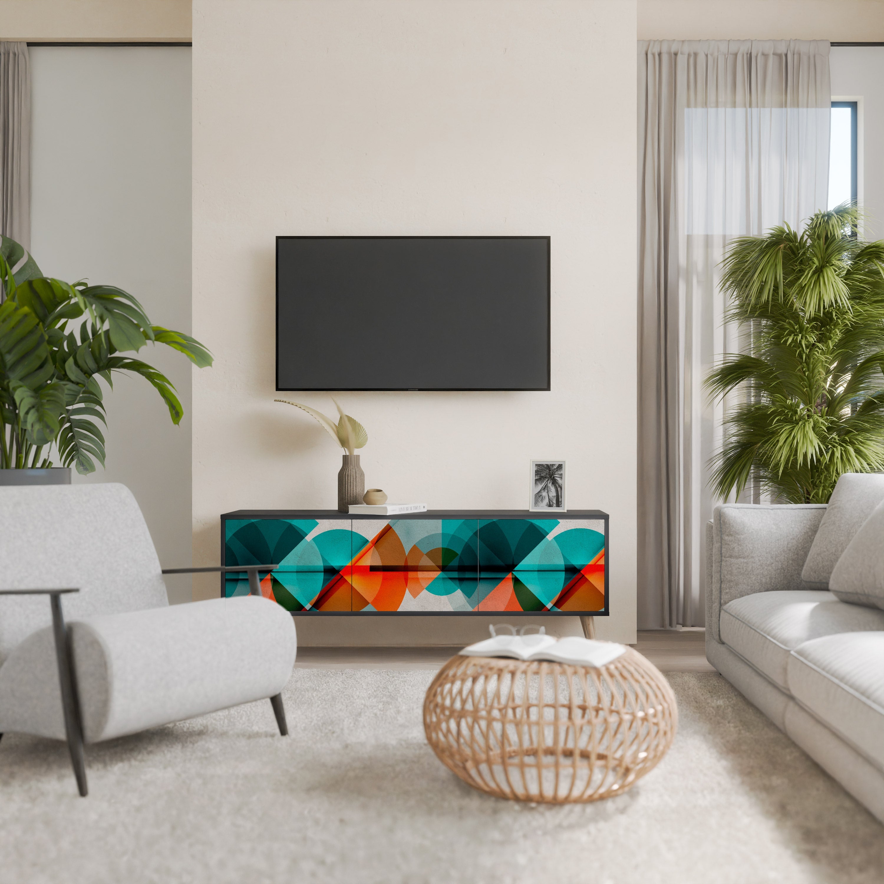 CIRCULAR RHAPSODY TV-Lowboard mit 3 Türen in Schwarz