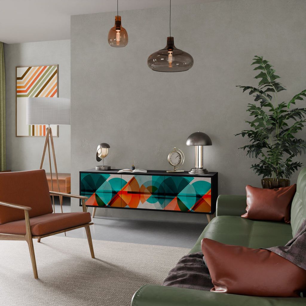 CIRCULAR RHAPSODY TV-Lowboard mit 3 Türen in Schwarz