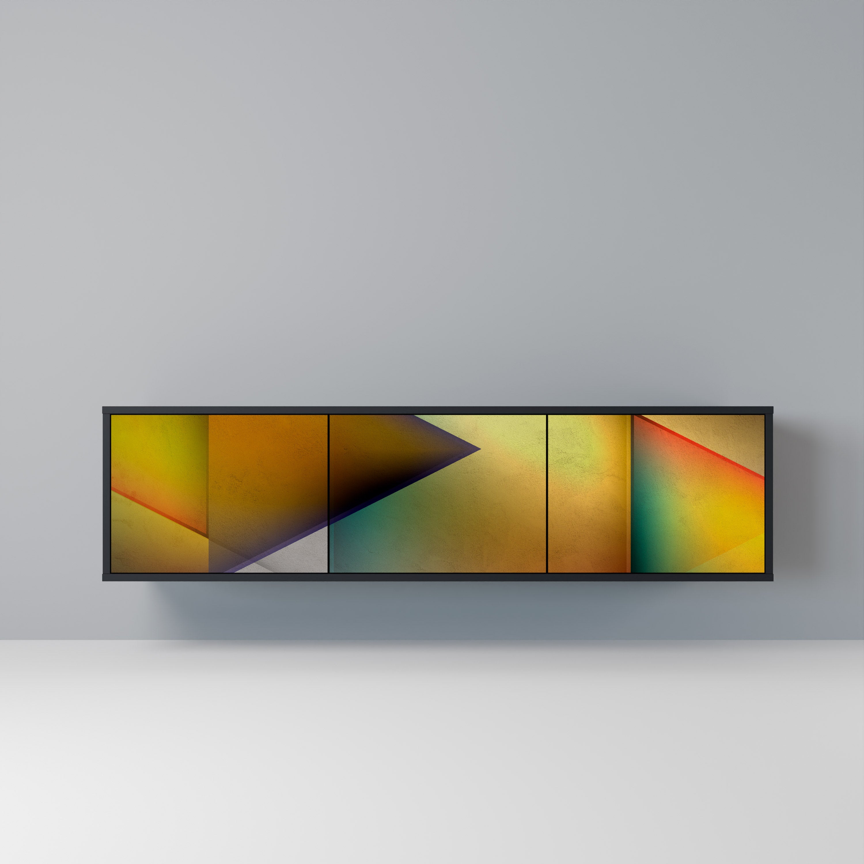 PIERCING SHARPNESS TV-Lowboard mit 3 Türen in Schwarz