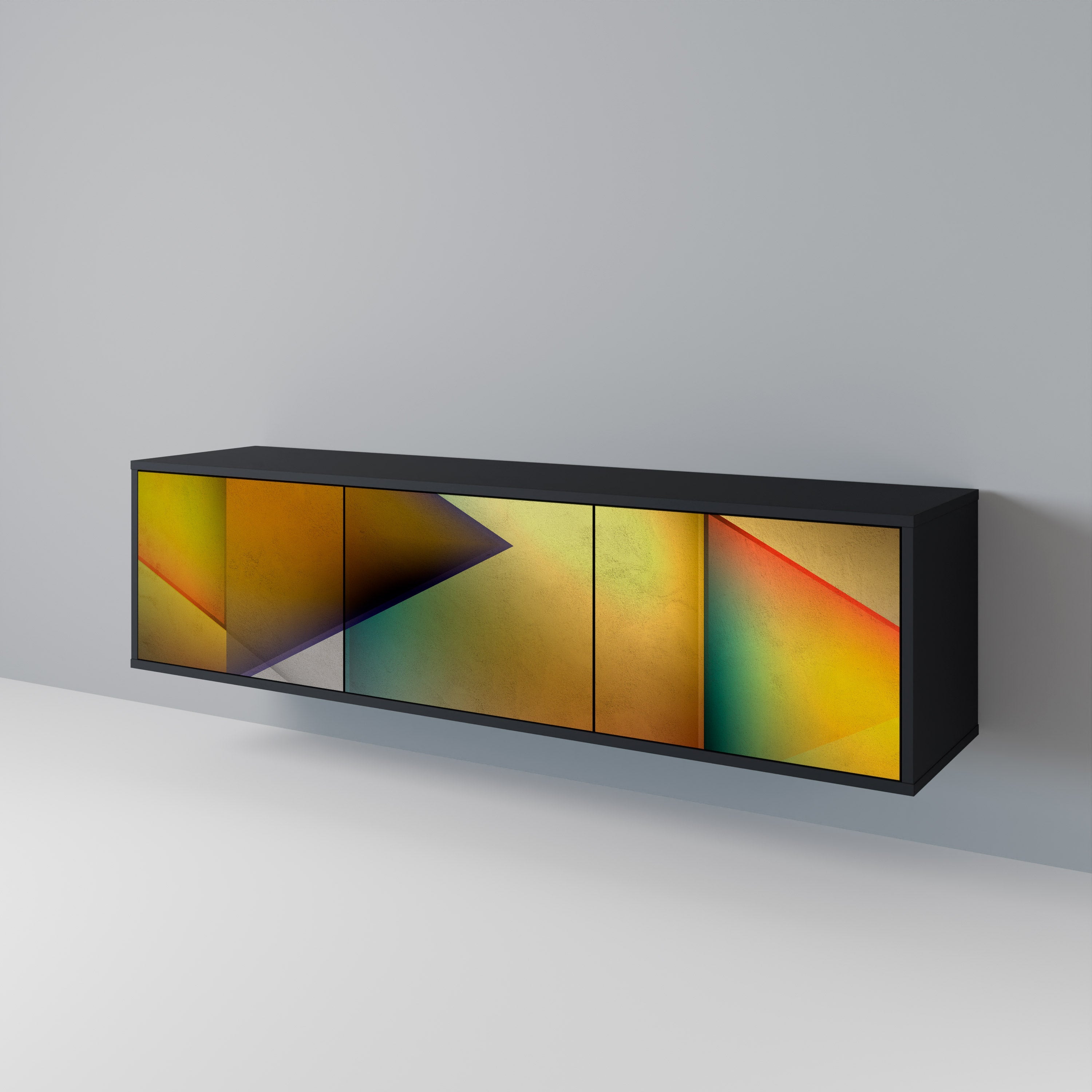 PIERCING SHARPNESS TV-Lowboard mit 3 Türen in Schwarz