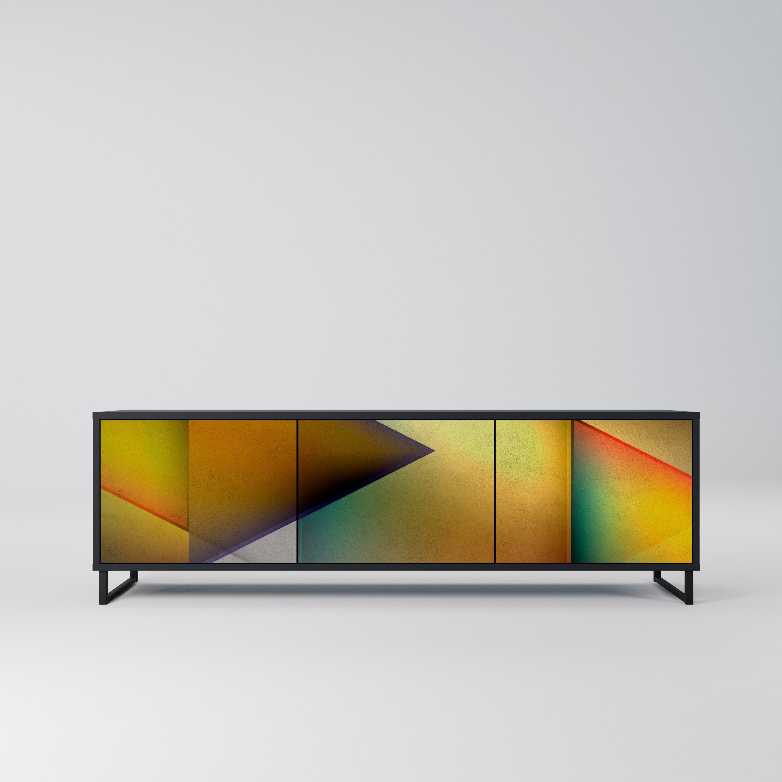 PIERCING SHARPNESS TV-Lowboard mit 3 Türen in Schwarz