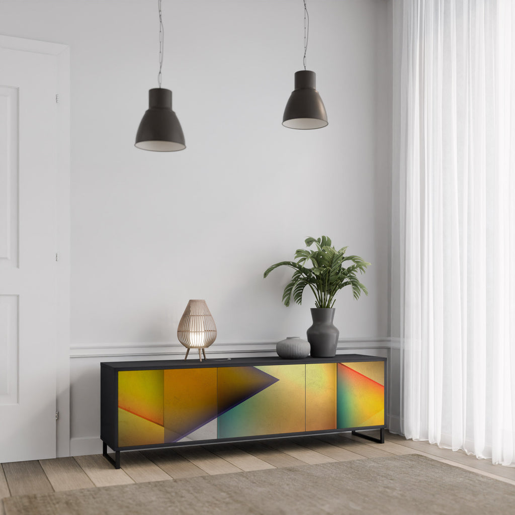 PIERCING SHARPNESS TV-Lowboard mit 3 Türen in Schwarz