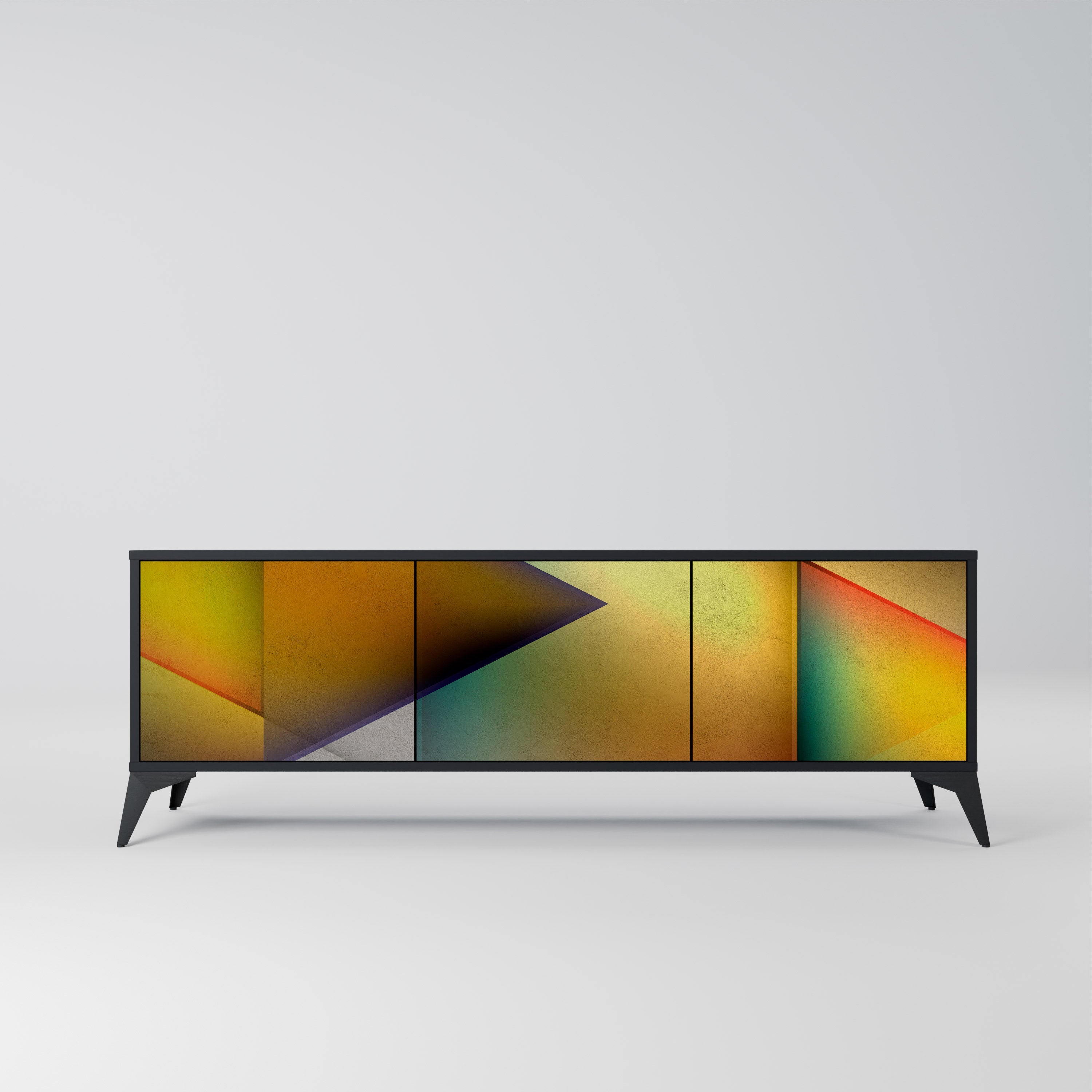 PIERCING SHARPNESS TV-Lowboard mit 3 Türen in Schwarz