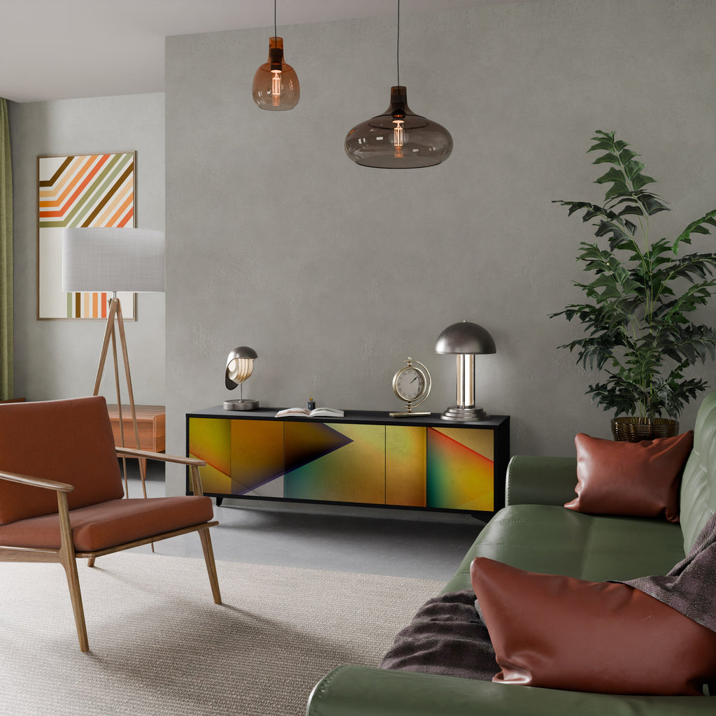 PIERCING SHARPNESS TV-Lowboard mit 3 Türen in Schwarz