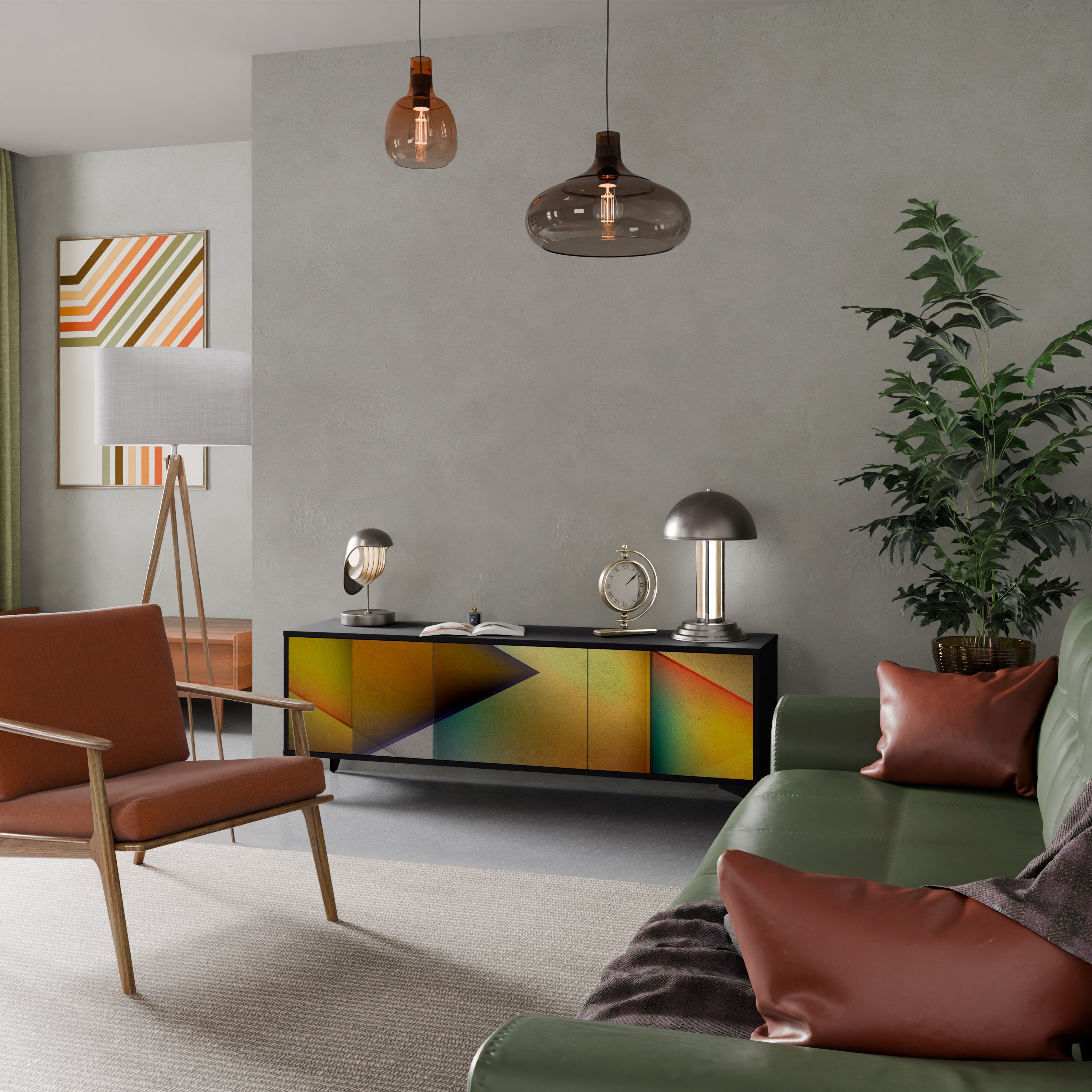 PIERCING SHARPNESS TV-Lowboard mit 3 Türen in Schwarz