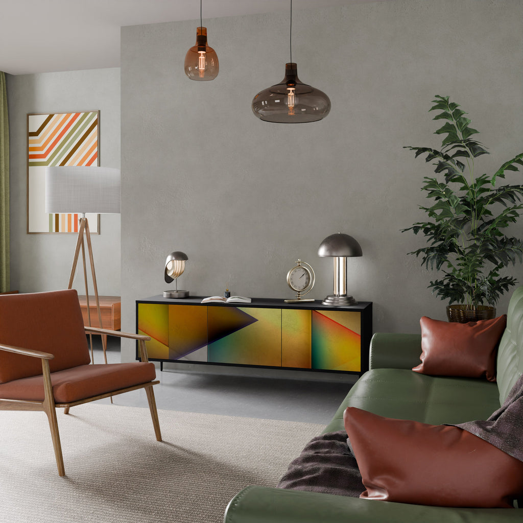 PIERCING SHARPNESS TV-Lowboard mit 3 Türen in Schwarz