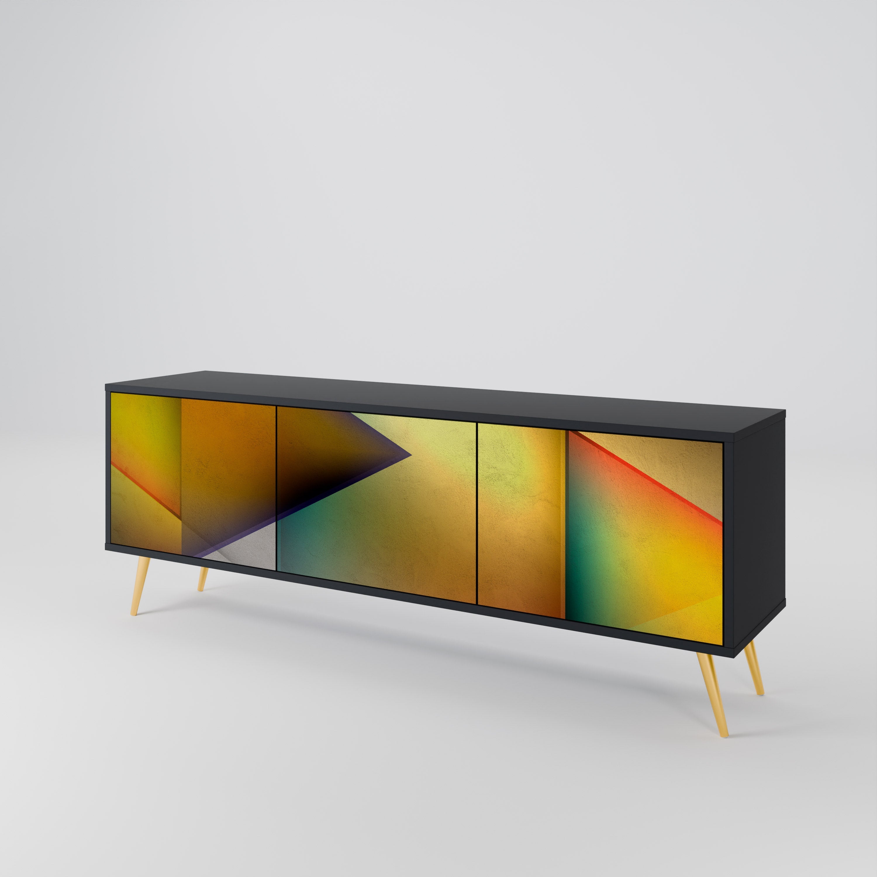 PIERCING SHARPNESS TV-Lowboard mit 3 Türen in Schwarz