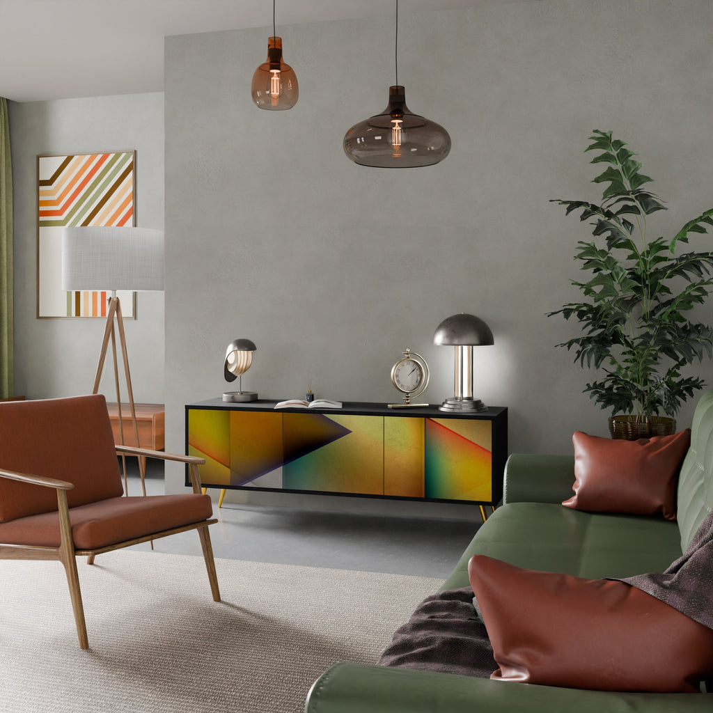 PIERCING SHARPNESS TV-Lowboard mit 3 Türen in Schwarz