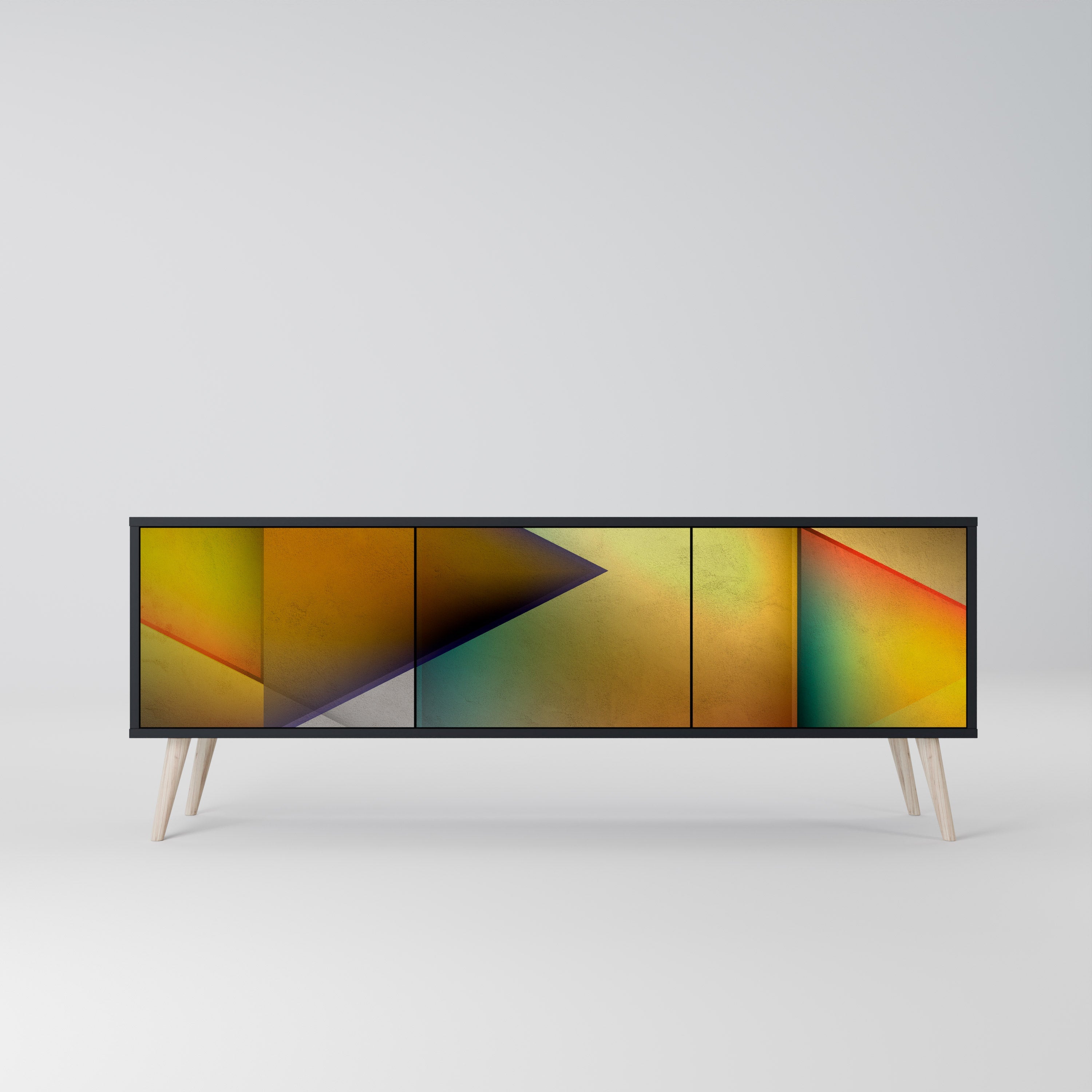 PIERCING SHARPNESS TV-Lowboard mit 3 Türen in Schwarz